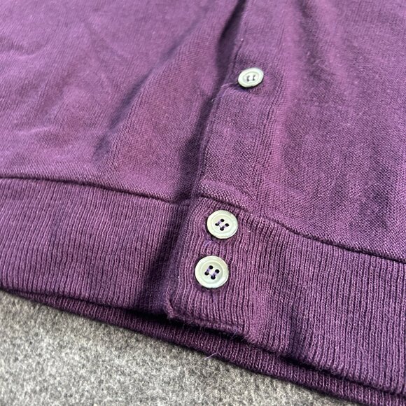 Vintage IZOD Sweater Mens Medium Purple Button Cardigan Crest Logo USA 80s - Picture 8 of 9